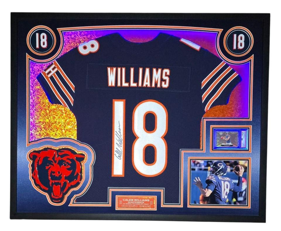 Caleb Williams Signed Bears Custom Framed Nike Elite Jersey with LED ...