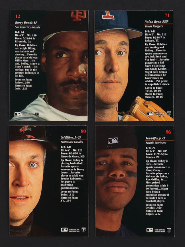 1993 Leaf Studio Baseball Complete Set of (220) Cards with Barry Bonds ...