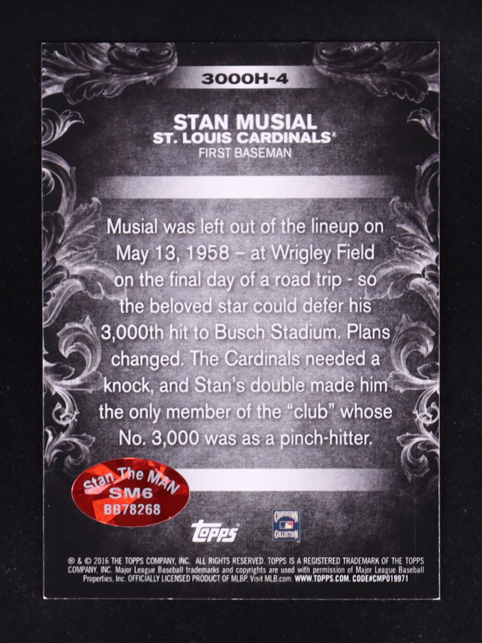 Stan Musial Signed Sticker on 2016 Topps 3,000 Hits Club #3000H4 (Stan ...