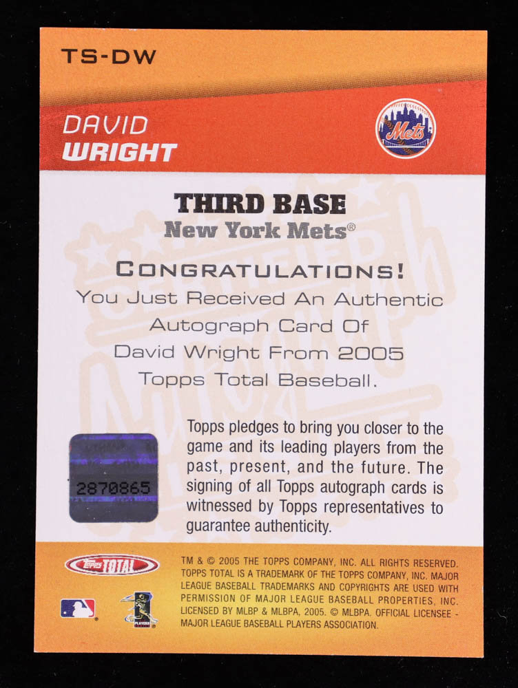 David Wright 2005 Topps Total Signatures #TSDW | Pristine Auction
