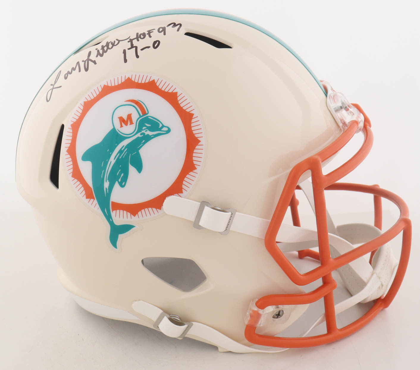 Larry Little Signed Dolphins Full-Size Retro Alternate Speed Helmet ...