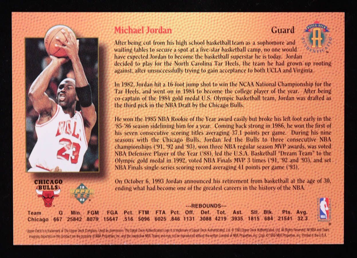 Michaelh Roland Michael Jordan LE 1993 Upper Deck Authenticated Salutes Michael Jordan ...