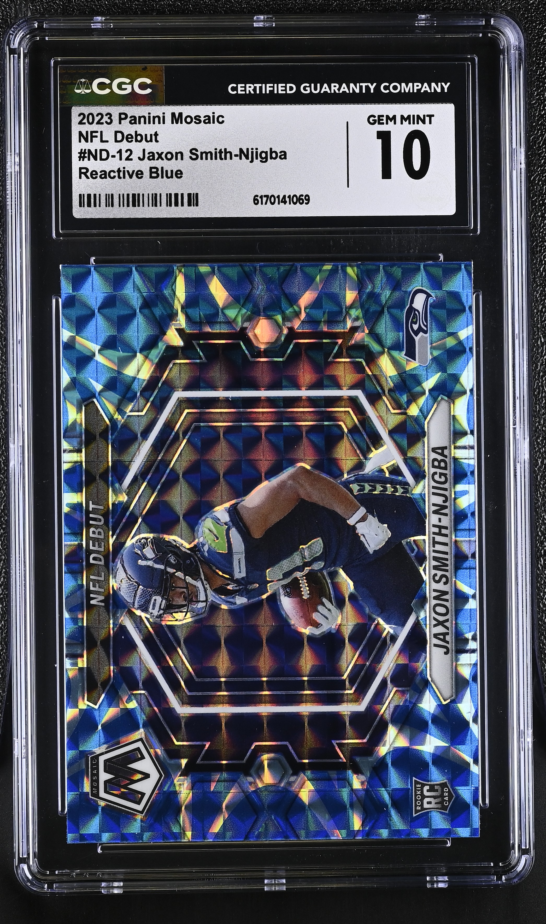 Jaxon Smith-Njigba 2023 Panini Mosaic NFL Debut Mosaic Reactive Blue ...