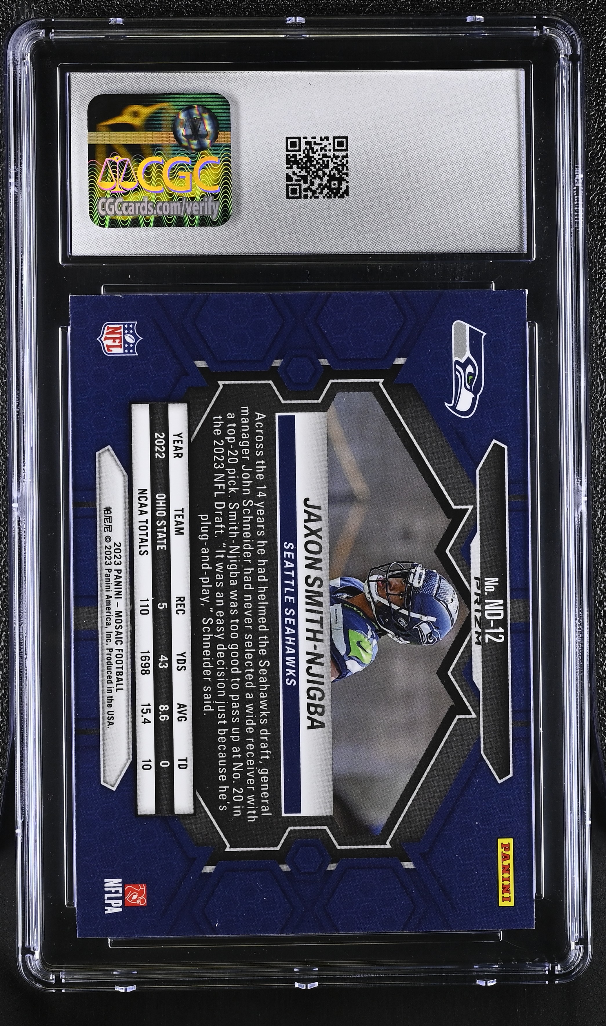 Jaxon Smith-Njigba 2023 Panini Mosaic NFL Debut Mosaic Reactive Blue ...