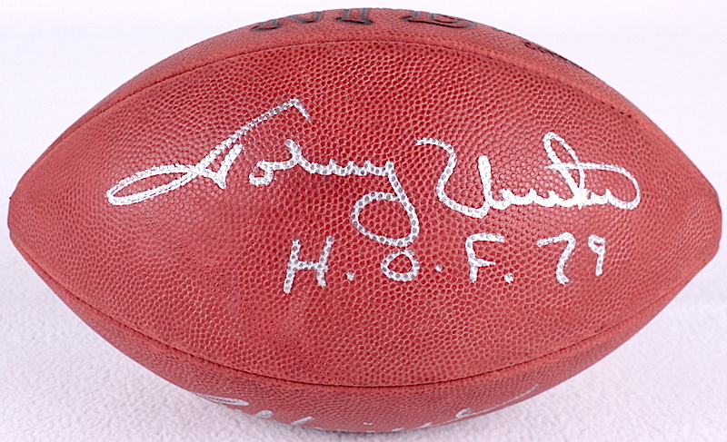 NFL Hall of Famers Signed Official NFL Game Ball with (5) Signatures including Johnny Unitas, Joe Montana, Sammy Baugh (PSA LOA) at PristineAuction.com NFL Hall of Famers Signed Official NFL Game Ball with (5) Signatures including Johnny Unitas, Joe Montana, Sammy Baugh (PSA LOA) at PristineAuction.com