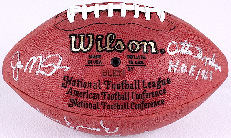 NFL Hall of Famers Signed Official NFL Game Ball with (5) Signatures including Johnny Unitas, Joe Montana, Sammy Baugh (PSA LOA) at PristineAuction.com NFL Hall of Famers Signed Official NFL Game Ball with (5) Signatures including Johnny Unitas, Joe Montana, Sammy Baugh (PSA LOA) at PristineAuction.com