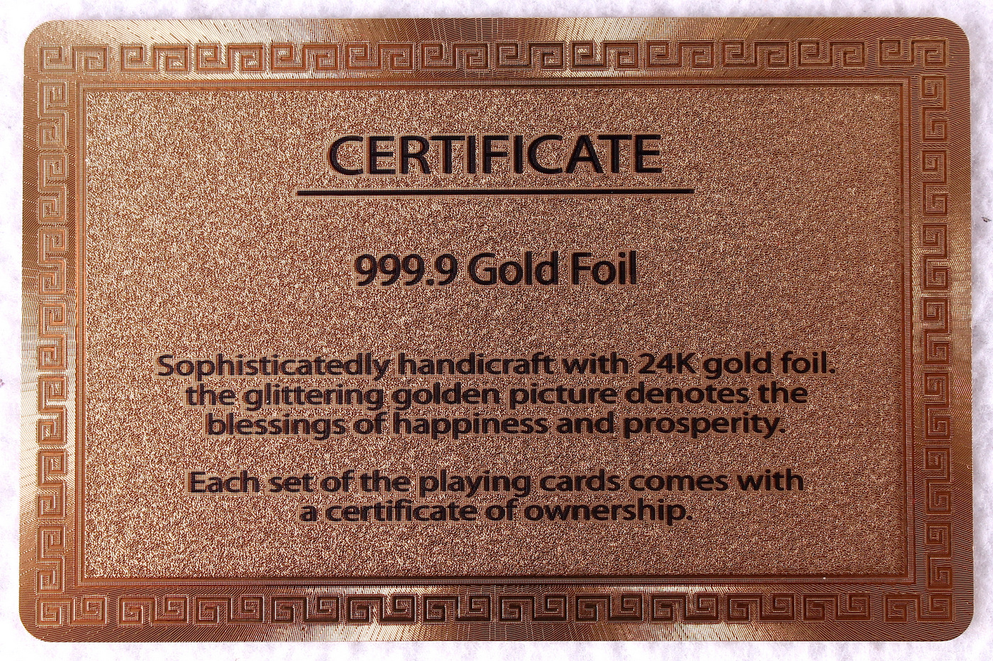 Complete Set of (52) Pure 24K 99.9% Gold Leafed Playing Cards with Wooden Display Box at PristineAuction.com Complete Set of (52) Pure 24K 99.9% Gold Leafed Playing Cards with Wooden Display Box at PristineAuction.com