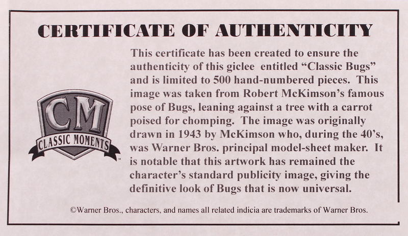 Bugs Bunny "Classic Bugs" Looney Tunes LE 16x20 Giclee (CM COA & WB Hologram) at PristineAuction.com Bugs Bunny "Classic Bugs" Looney Tunes LE 16x20 Giclee (CM COA & WB Hologram) at PristineAuction.com