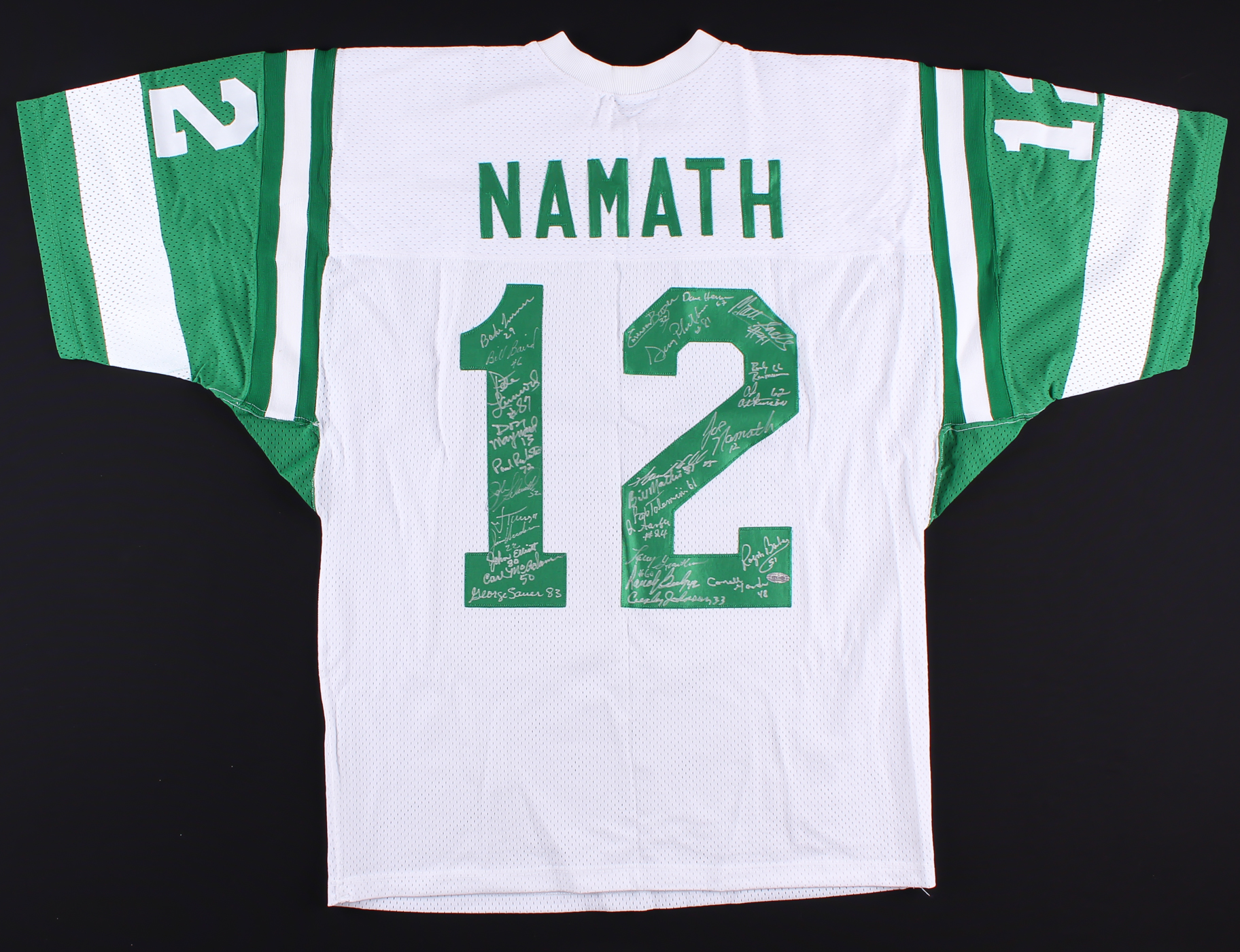 1969 New York Jets Team Signed Joe Namath Jersey Signed by (27) With Joe Namath, Don Maynard, Emerson Boozer, Matt Snell (Steiner COA) at PristineAuction.com 1969 New York Jets Team Signed Joe Namath Jersey Signed by (27) With Joe Namath, Don Maynard, Emerson Boozer, Matt Snell (Steiner COA) at PristineAuction.com