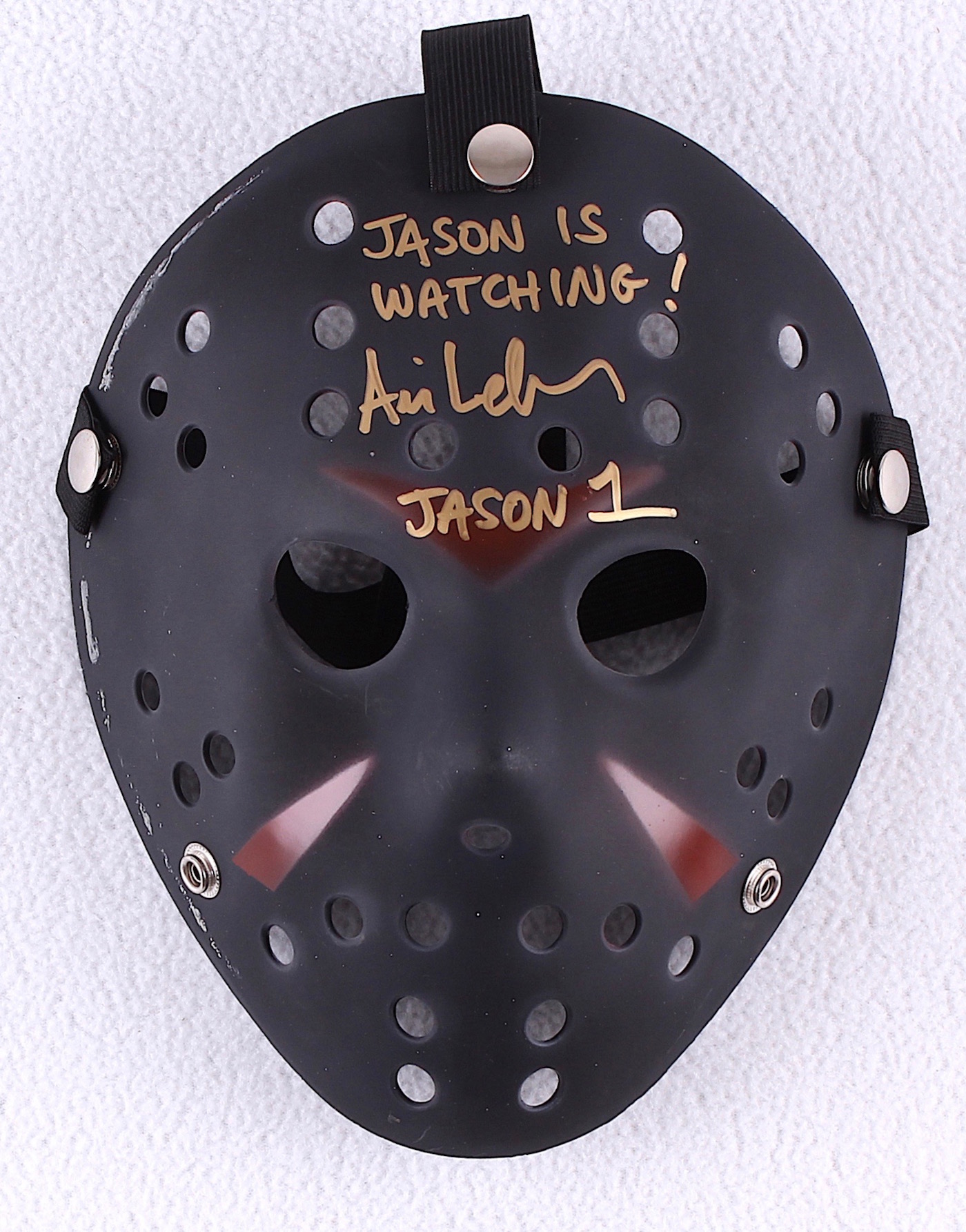 Ari Lehman Signed Jason "Friday the 13th" Custom Matte Black Hockey Mask Inscribed "Jason is Watching!" & "Jason 1" (PA COA) at PristineAuction.com Ari Lehman Signed Jason "Friday the 13th" Custom Matte Black Hockey Mask Inscribed "Jason is Watching!" & "Jason 1" (PA COA) at PristineAuction.com
