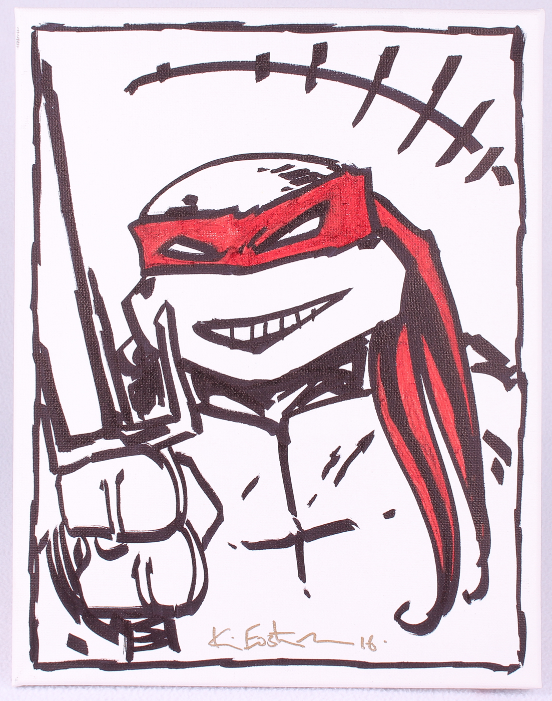 Kevin Eastman Teenage Mutant Ninja Turtles "Raphael" Signed Original Hand-Drawn Sketch on 11x14 Canvas (PA COA) at PristineAuction.com Kevin Eastman Teenage Mutant Ninja Turtles "Raphael" Signed Original Hand-Drawn Sketch on 11x14 Canvas (PA COA) at PristineAuction.com