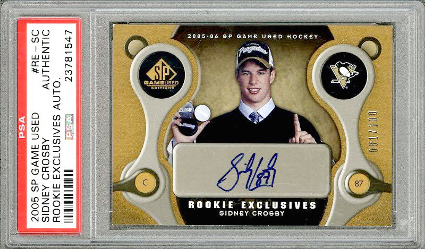 Sidney Crosby 2005-06 SP Game Used Rookie Exclusives Autographs #RE-SC (PSA Encapsulated) at PristineAuction.com Sidney Crosby 2005-06 SP Game Used Rookie Exclusives Autographs #RE-SC (PSA Encapsulated) at PristineAuction.com
