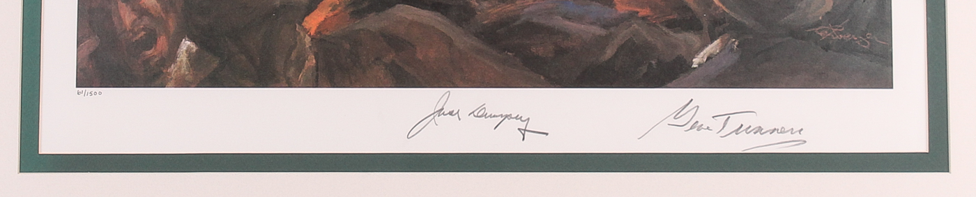 Jack Dempsey & Gene Tunney Signed 1974 LE Sports Illustrated "Immortal Moments of Sports" 25x31 Custom Framed Lithograph by Gustav Rehberger #61/1500 (JSA LOA) at PristineAuction.com Jack Dempsey & Gene Tunney Signed 1974 LE Sports Illustrated "Immortal Moments of Sports" 25x31 Custom Framed Lithograph by Gustav Rehberger #61/1500 (JSA LOA) at PristineAuction.com