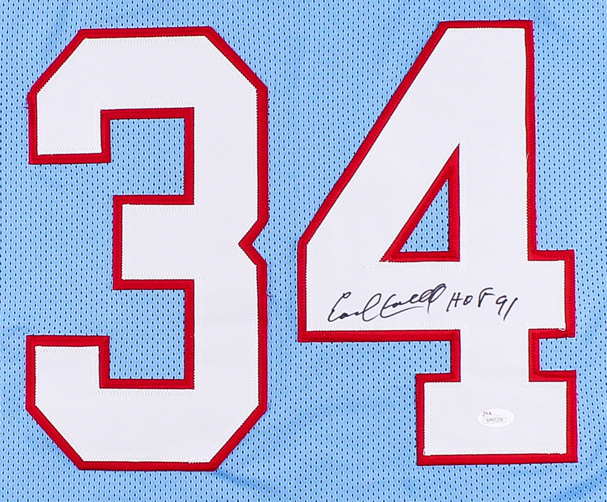 Earl Campbell Signed Oilers Jersey Inscribed "HOF 91" (JSA COA) at PristineAuction.com Earl Campbell Signed Oilers Jersey Inscribed "HOF 91" (JSA COA) at PristineAuction.com