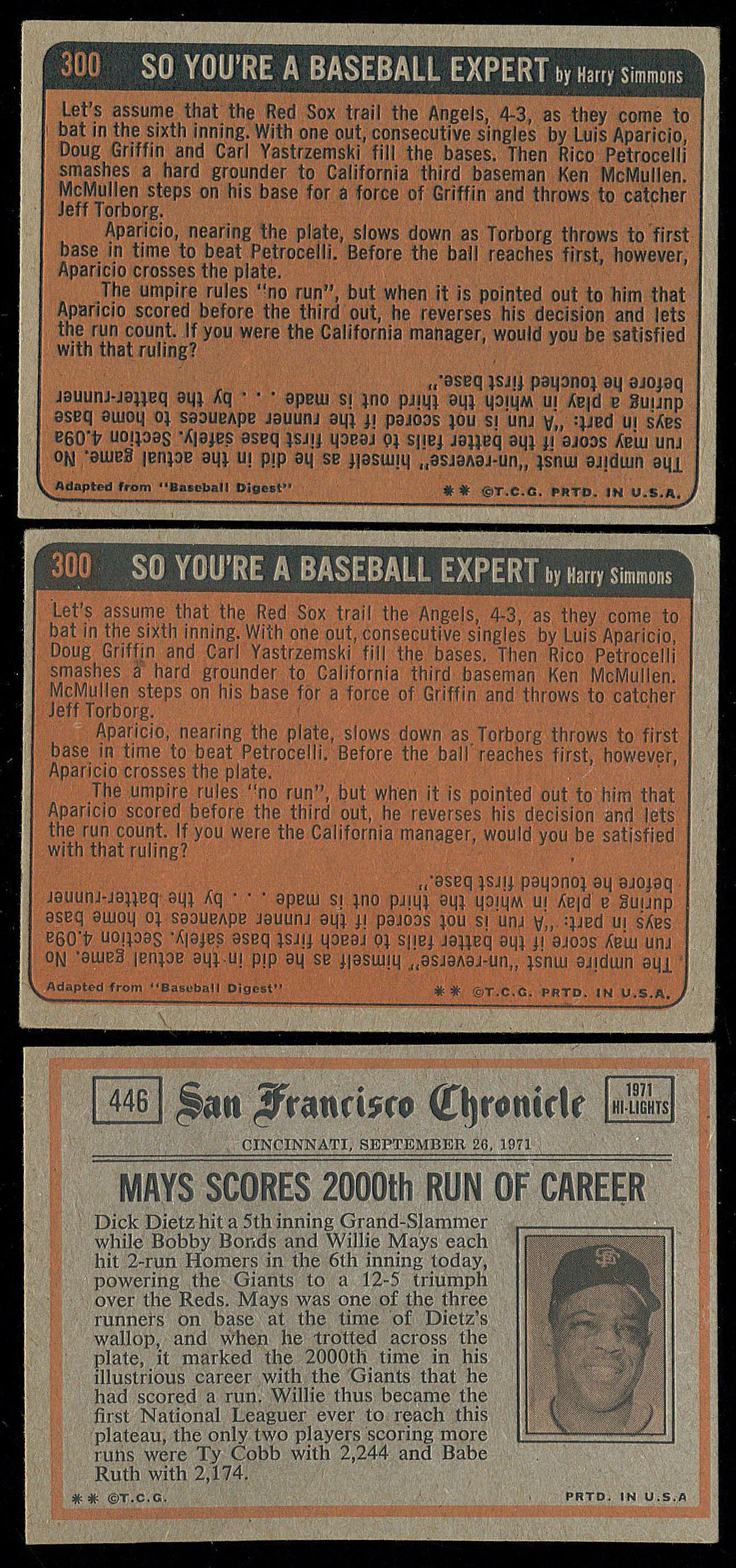 Lot of (3) 1972 Topps Baseball Cards with (2) #300 Hank Aaron In Action & (1) #446 Tom Seaver In Action at PristineAuction.com Lot of (3) 1972 Topps Baseball Cards with (2) #300 Hank Aaron In Action & (1) #446 Tom Seaver In Action at PristineAuction.com