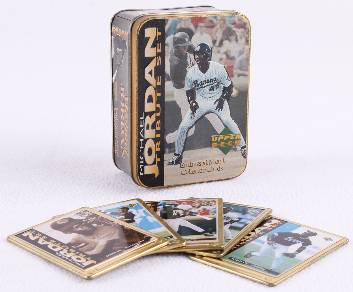 Complete Set of (5) Michael Jordan Upper Deck Embossed Metal Collector Baseball Cards with Original Box at PristineAuction.com Complete Set of (5) Michael Jordan Upper Deck Embossed Metal Collector Baseball Cards with Original Box at PristineAuction.com