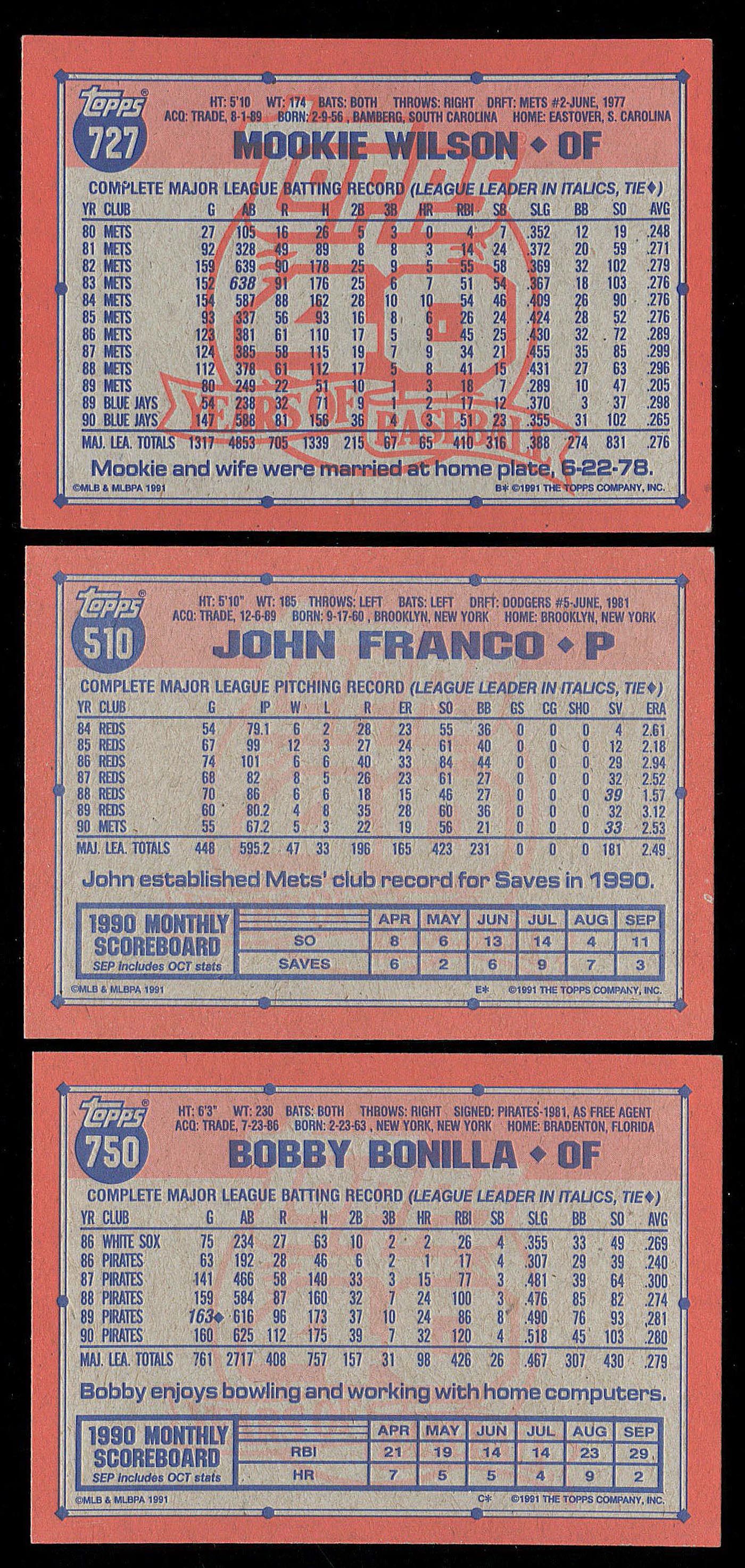 Lot of (51) 1991 Topps Desert Shield Baseball Cards with #750 Bobby Bonilla, #510 John Franco, #727 Mookie Wilson at PristineAuction.com Lot of (51) 1991 Topps Desert Shield Baseball Cards with #750 Bobby Bonilla, #510 John Franco, #727 Mookie Wilson at PristineAuction.com