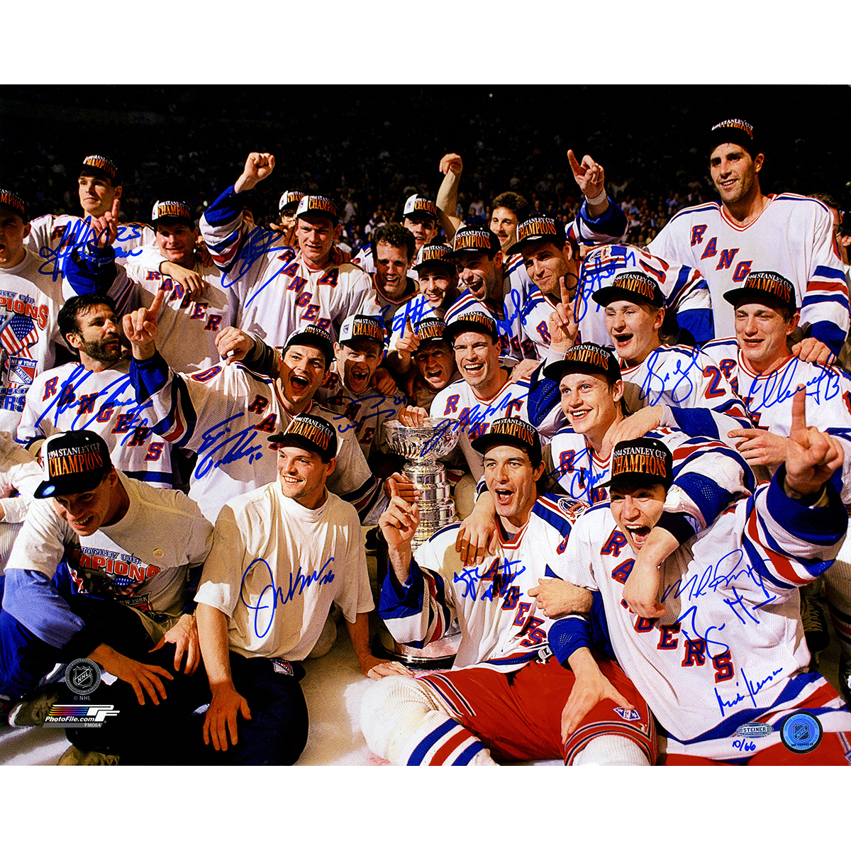 1994 New York Rangers Team-Signed "Celebration" 16x20 Photo With (17) Signatures Including Mark Messier, Brian Leetch, Adam Graves, Mike Richter (Steiner COA) at PristineAuction.com 1994 New York Rangers Team-Signed "Celebration" 16x20 Photo With (17) Signatures Including Mark Messier, Brian Leetch, Adam Graves, Mike Richter (Steiner COA) at PristineAuction.com