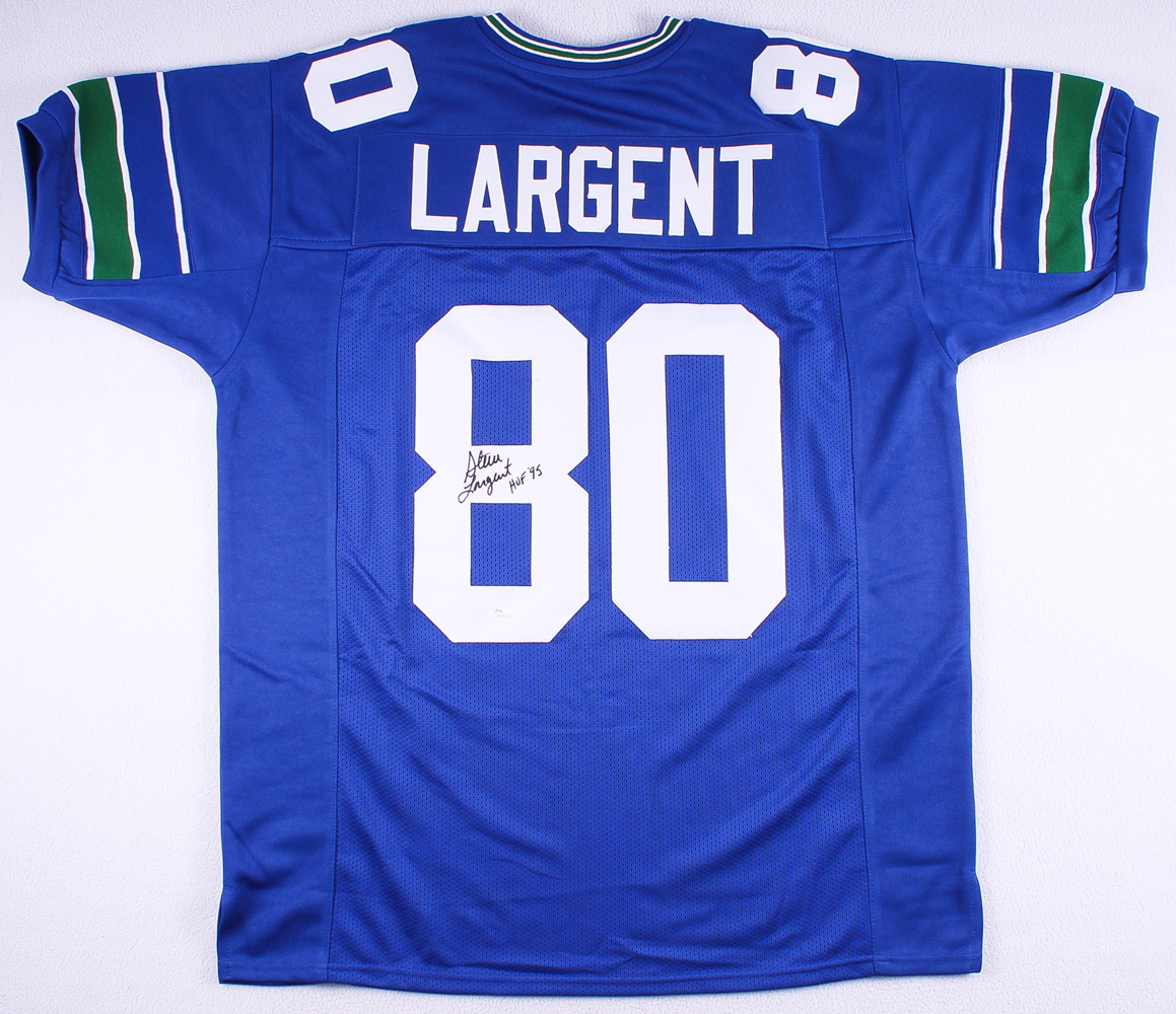 Steve Largent Signed Jersey Inscribed "HOF 95" (JSA COA) at PristineAuction.com Steve Largent Signed Jersey Inscribed "HOF 95" (JSA COA) at PristineAuction.com