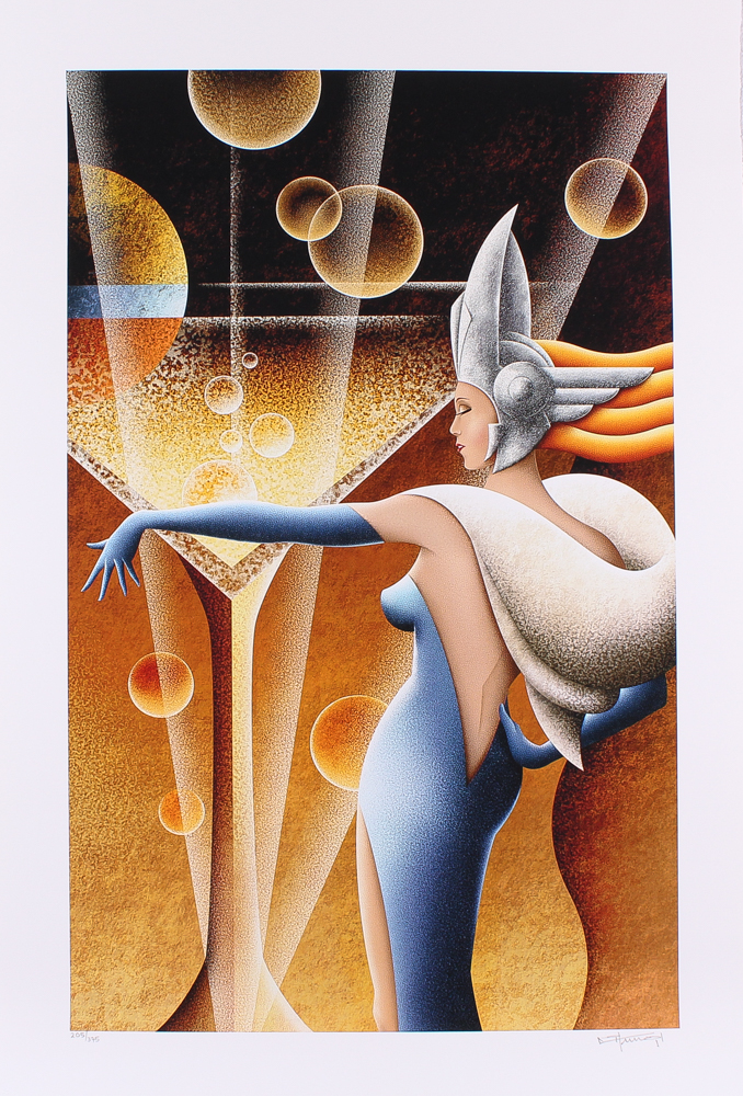 Mike Kungl "Shaken and Stirred" Signed Limited Edition Suite of Four 23.5" x 35" Mixed Media Lithographs with Silkscreen on Museum Quality Deckle-Edge Paper #205/375 at PristineAuction.com Mike Kungl "Shaken and Stirred" Signed Limited Edition Suite of Four 23.5" x 35" Mixed Media Lithographs with Silkscreen on Museum Quality Deckle-Edge Paper #205/375 at PristineAuction.com