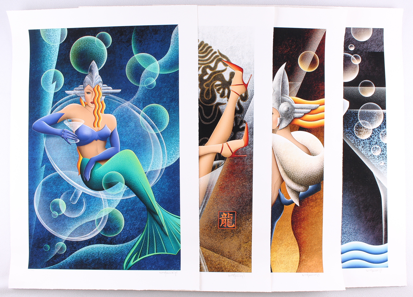 Mike Kungl "Shaken and Stirred" Signed Limited Edition Suite of Four 23.5" x 35" Mixed Media Lithographs with Silkscreen on Museum Quality Deckle-Edge Paper #205/375 at PristineAuction.com Mike Kungl "Shaken and Stirred" Signed Limited Edition Suite of Four 23.5" x 35" Mixed Media Lithographs with Silkscreen on Museum Quality Deckle-Edge Paper #205/375 at PristineAuction.com