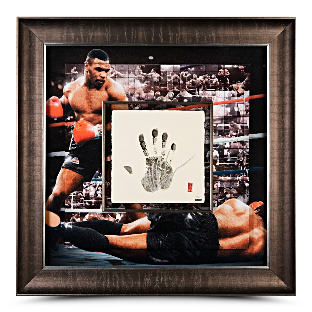 Mike Tyson Signed LE 36x36 Custom Framed Tegata Handprint Career Mosaic Display (UDA COA) at PristineAuction.com Mike Tyson Signed LE 36x36 Custom Framed Tegata Handprint Career Mosaic Display (UDA COA) at PristineAuction.com