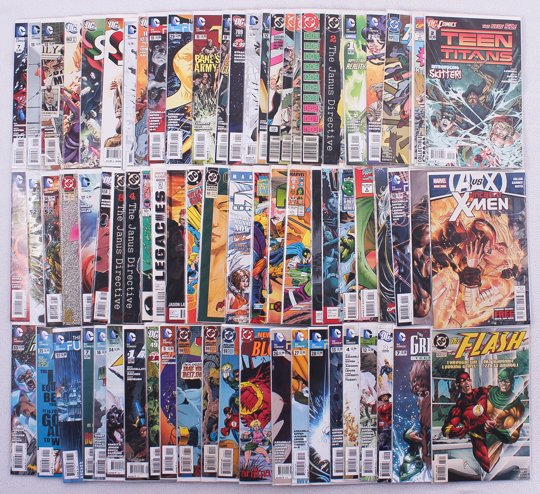 Lot of (75) Marvel & DC Comic Books with Suicide Squad, Justice League, Superman, Superboy, The Flash, Talon, Future's End, Swamp Thing, Wolverine, X-Men at PristineAuction.com Lot of (75) Marvel & DC Comic Books with Suicide Squad, Justice League, Superman, Superboy, The Flash, Talon, Future's End, Swamp Thing, Wolverine, X-Men at PristineAuction.com