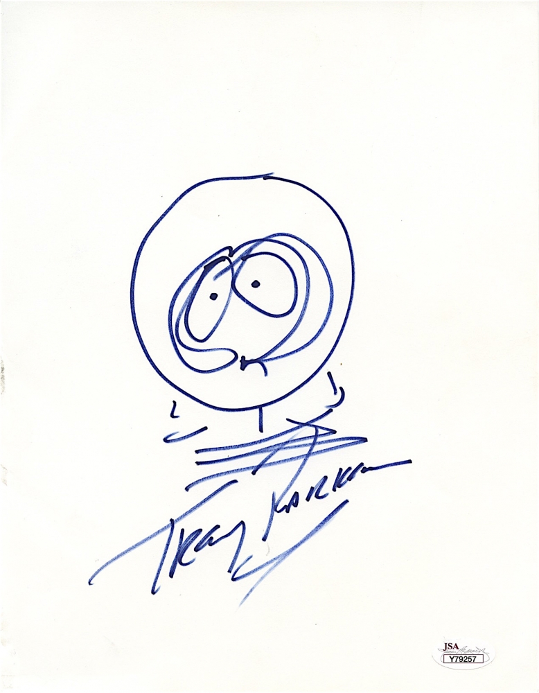Trey Parker Signed 8.5&rdquo; x 11"Sheet with South Park &ldquo;Kenny McCormick