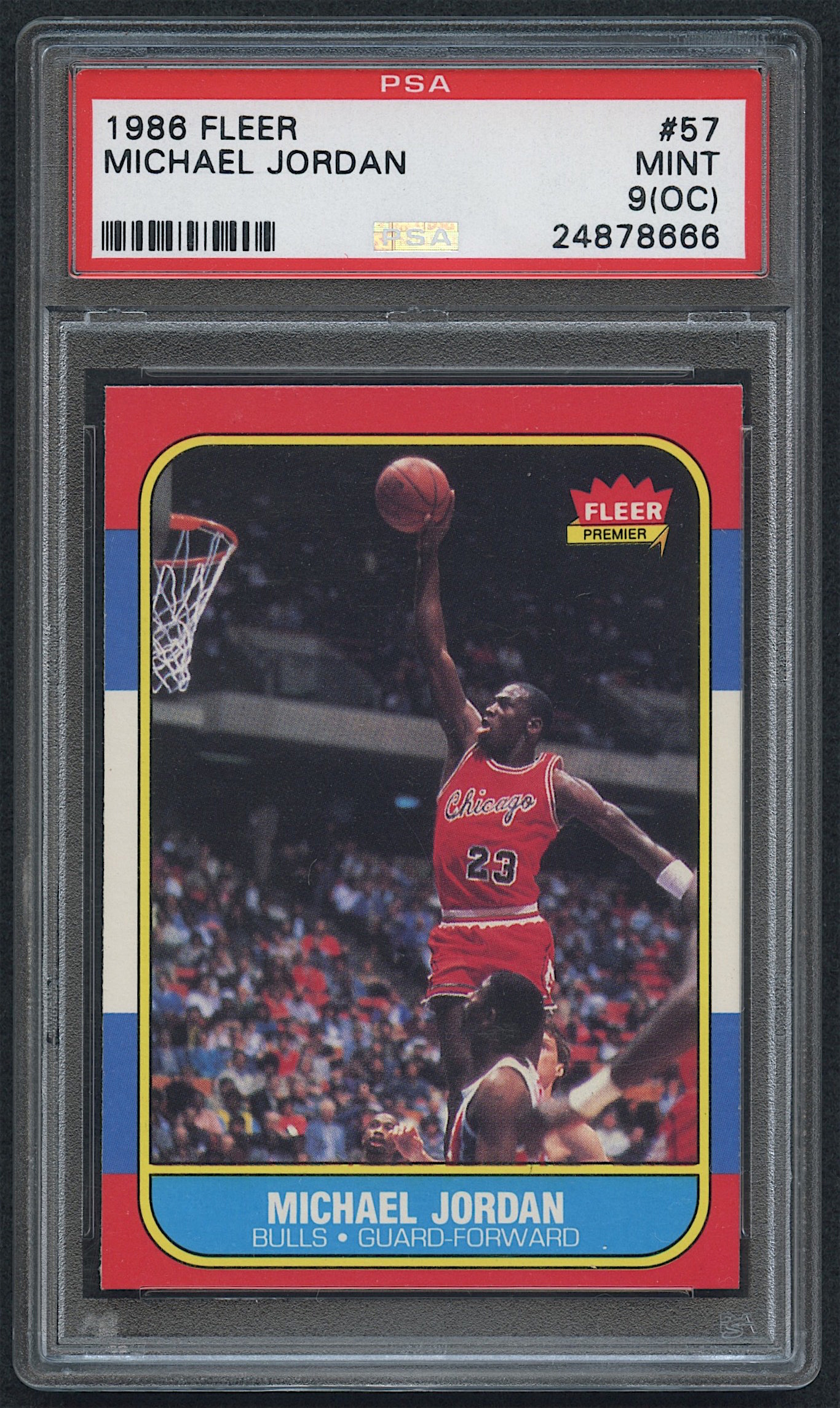 Michael Jordan 1986-87 Fleer #57 RC (PSA 9) (OC) at PristineAuction.com Michael Jordan 1986-87 Fleer #57 RC (PSA 9) (OC) at PristineAuction.com
