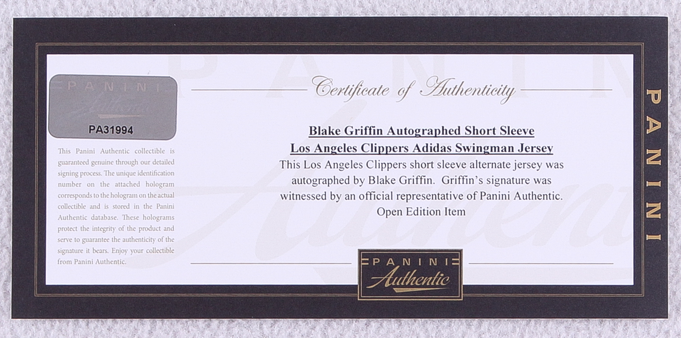Blake Griffin Signed Clippers Adidas Swingman Short Sleeved Jersey (Panini COA) at PristineAuction.com Blake Griffin Signed Clippers Adidas Swingman Short Sleeved Jersey (Panini COA) at PristineAuction.com