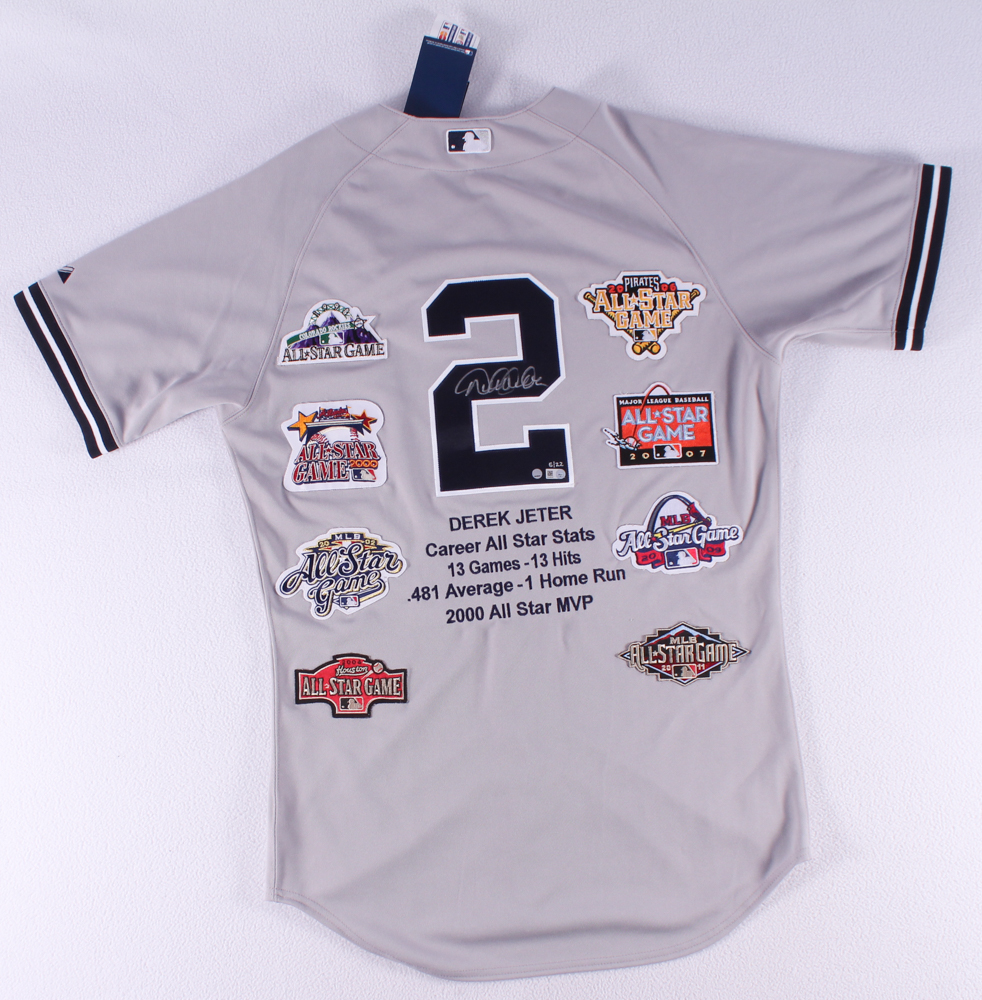 Set of (2) Derek Jeter Signed LE Yankees Majestic Authentic Home & Away Career Highlight Stat Jerseys Out of /22 (MLB Hologram & Steiner COA) at PristineAuction.com Set of (2) Derek Jeter Signed LE Yankees Majestic Authentic Home & Away Career Highlight Stat Jerseys Out of /22 (MLB Hologram & Steiner COA) at PristineAuction.com