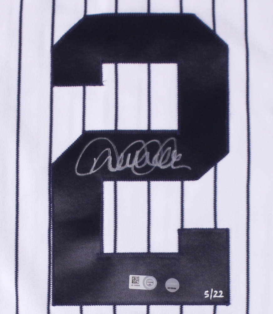 Set of (2) Derek Jeter Signed LE Yankees Majestic Authentic Home & Away Career Highlight Stat Jerseys Out of /22 (MLB Hologram & Steiner COA) at PristineAuction.com Set of (2) Derek Jeter Signed LE Yankees Majestic Authentic Home & Away Career Highlight Stat Jerseys Out of /22 (MLB Hologram & Steiner COA) at PristineAuction.com