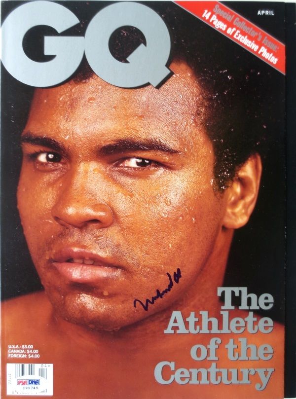 Muhammad Ali Signed 1999 GQ Magazine (PSA COA & PSA LOA) at PristineAuction.com Muhammad Ali Signed 1999 GQ Magazine (PSA COA & PSA LOA) at PristineAuction.com