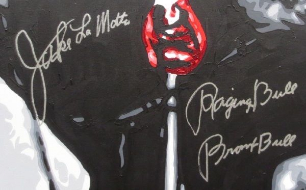 Jake LaMotta Signed "Raging Bull" 36x24 Original Acrylic Painting on