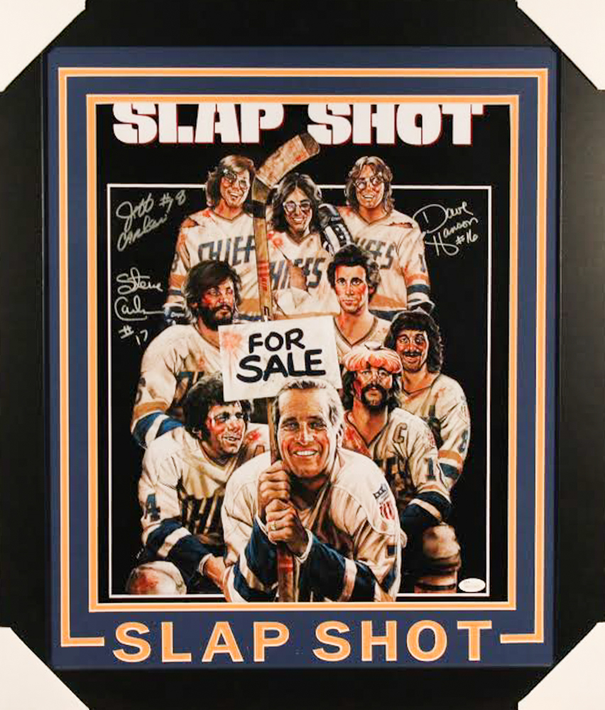 Dave Hanson, Steve Carlson & Jeff Carlson Signed Hanson Brothers "Slap Shot" 23x27 Custom Framed Photo (JSA COA) at PristineAuction.com Dave Hanson, Steve Carlson & Jeff Carlson Signed Hanson Brothers "Slap Shot" 23x27 Custom Framed Photo (JSA COA) at PristineAuction.com