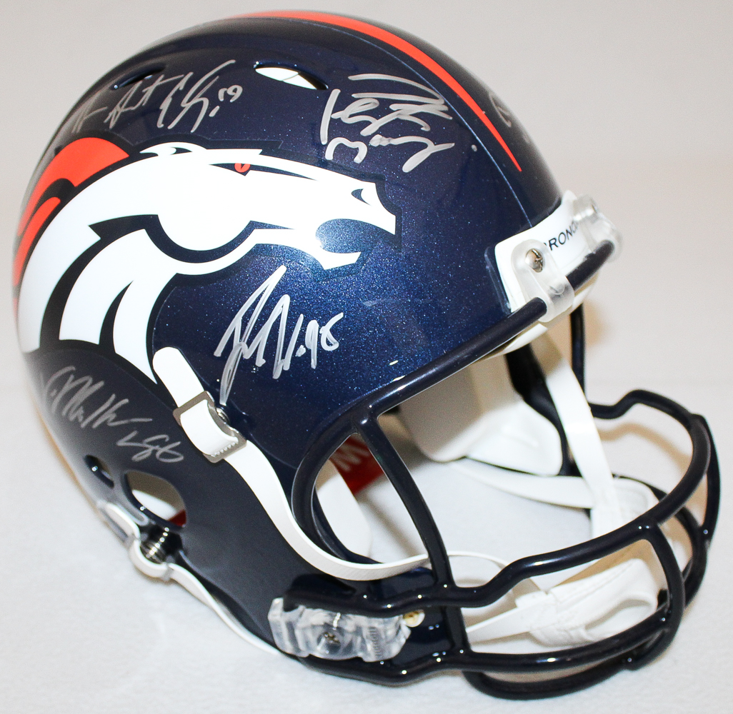 Denver Broncos Team-Signed Full-Size Authentic Pro-Line Helmet with (10) Signatures Including Peyton Manning, Von Miller, Aqib Talib, Emmanuel Sanders, DeMarcus Ware Limited Edition #50/50 (Fanatics Hologram) at PristineAuction.com Denver Broncos Team-Signed Full-Size Authentic Pro-Line Helmet with (10) Signatures Including Peyton Manning, Von Miller, Aqib Talib, Emmanuel Sanders, DeMarcus Ware Limited Edition #50/50 (Fanatics Hologram) at PristineAuction.com