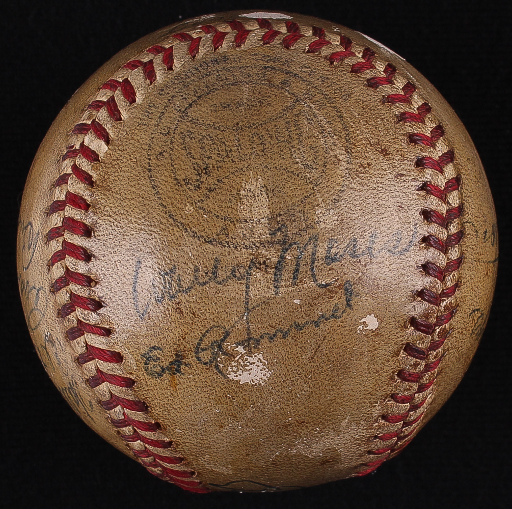Jimmie Foxx Sweet Spot Signed 1937-1960 Philadelphia Athletics Multi-Signed Baseball Signed by (12) With Frankie Hayes, Wally Moses, George Caster, Charlie Berry, Charlie Gilbert (JSA LOA) at PristineAuction.com Jimmie Foxx Sweet Spot Signed 1937-1960 Philadelphia Athletics Multi-Signed Baseball Signed by (12) With Frankie Hayes, Wally Moses, George Caster, Charlie Berry, Charlie Gilbert (JSA LOA) at PristineAuction.com