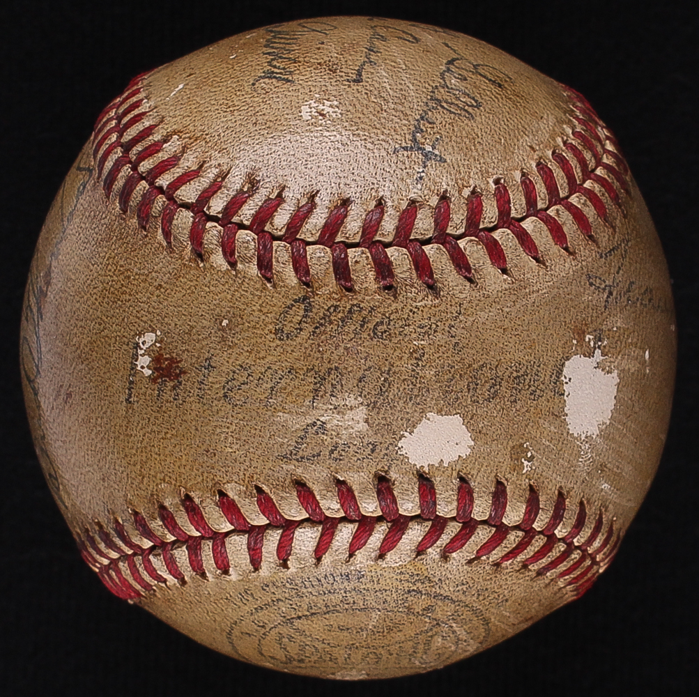 Jimmie Foxx Sweet Spot Signed 1937-1960 Philadelphia Athletics Multi-Signed Baseball Signed by (12) With Frankie Hayes, Wally Moses, George Caster, Charlie Berry, Charlie Gilbert (JSA LOA) at PristineAuction.com Jimmie Foxx Sweet Spot Signed 1937-1960 Philadelphia Athletics Multi-Signed Baseball Signed by (12) With Frankie Hayes, Wally Moses, George Caster, Charlie Berry, Charlie Gilbert (JSA LOA) at PristineAuction.com