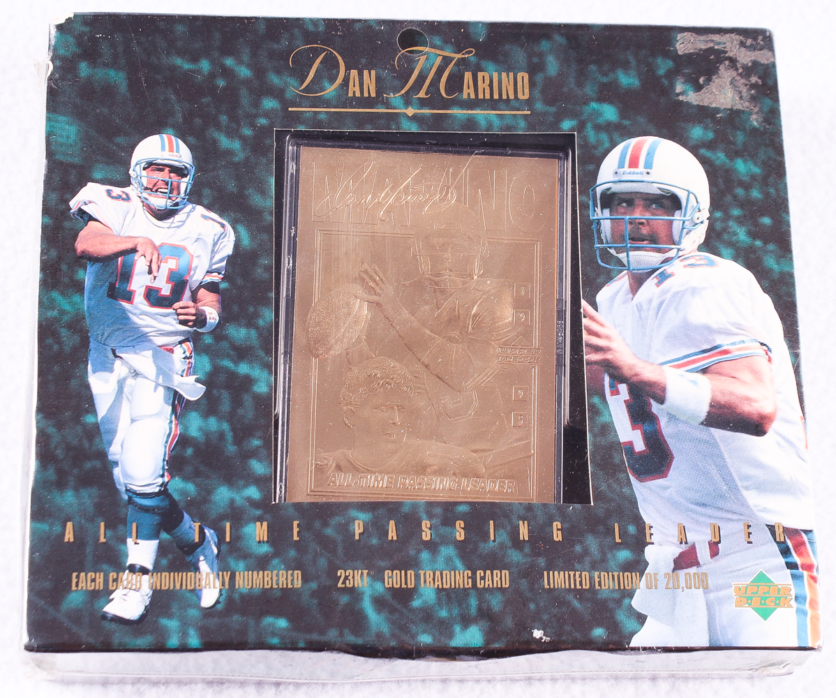 1995 Upper Deck Dan Marino LE All Time Passing Leader 23K Gold Trading Card at PristineAuction.com 1995 Upper Deck Dan Marino LE All Time Passing Leader 23K Gold Trading Card at PristineAuction.com