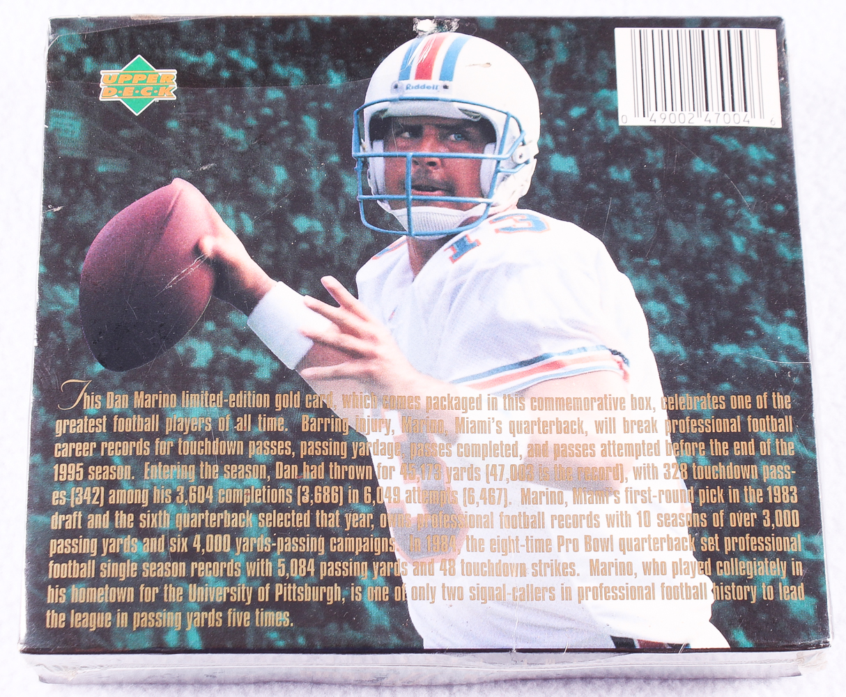 1995 Upper Deck Dan Marino LE All Time Passing Leader 23K Gold Trading Card at PristineAuction.com 1995 Upper Deck Dan Marino LE All Time Passing Leader 23K Gold Trading Card at PristineAuction.com