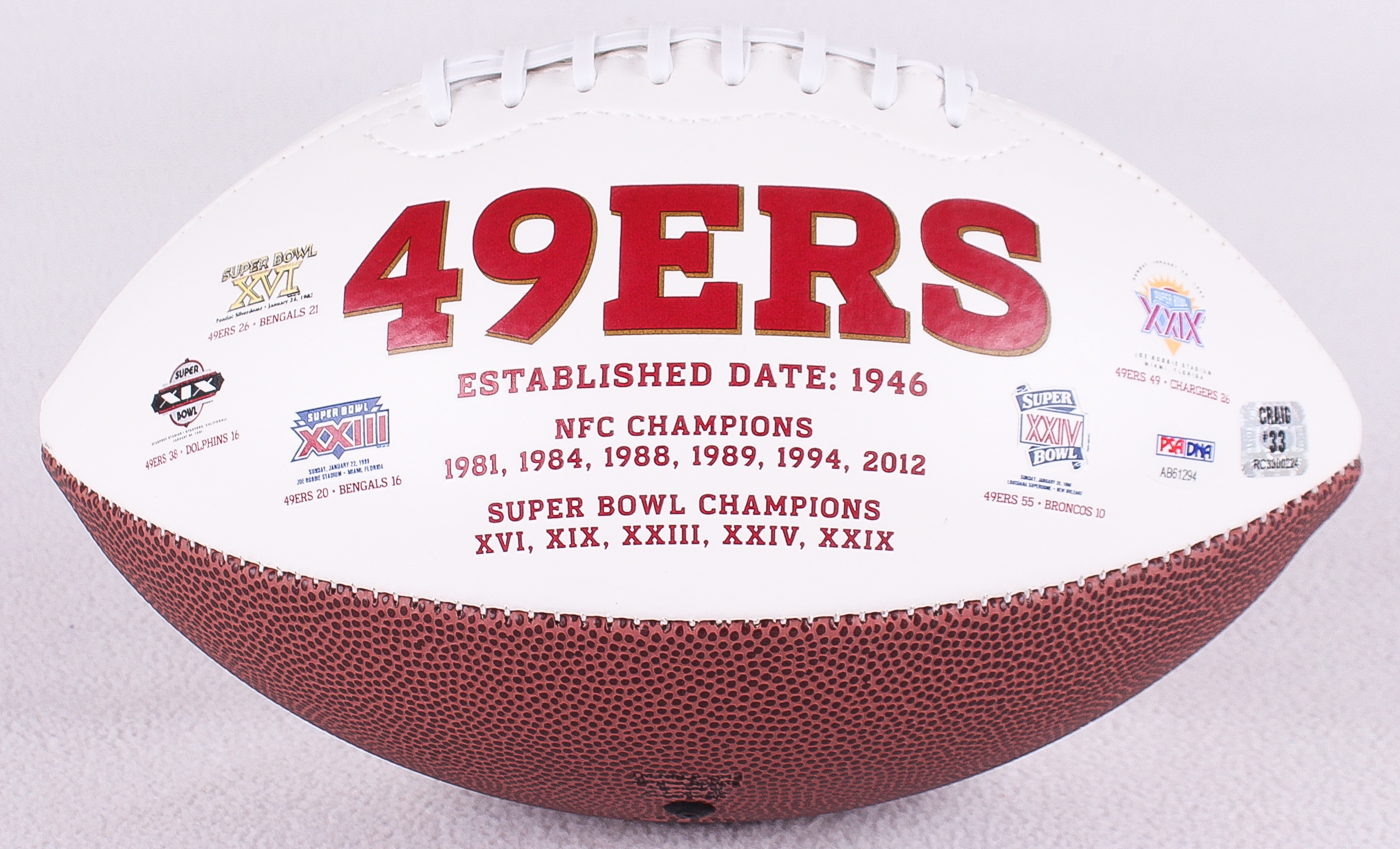 Roger Craig Signed 49ers Logo Football Inscribed "1000/1000 85" (PSA COA & Craig Hologram) at PristineAuction.com Roger Craig Signed 49ers Logo Football Inscribed "1000/1000 85" (PSA COA & Craig Hologram) at PristineAuction.com