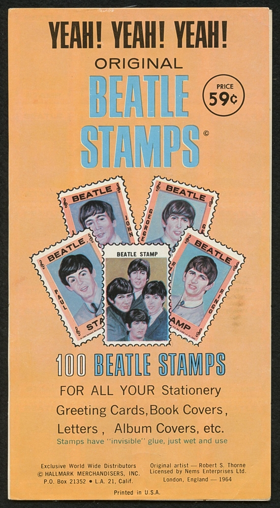 Book of (100) 1964 Hallmark Beatles Stamps with John Lennon, Paul McCartney, Harrison
