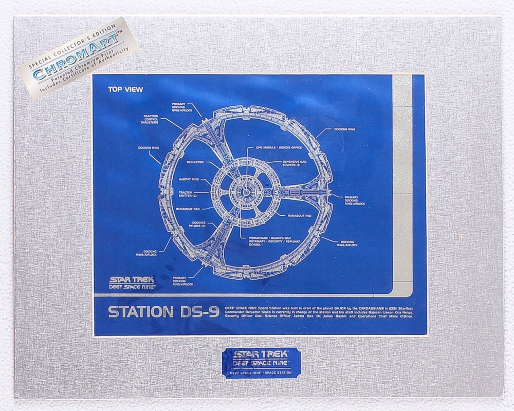 Star Trek Deep Space Nine 1994 Limited Edition Chromium Print Space Station Schematic Top View Paramount Pictures Coa Pristine Auction