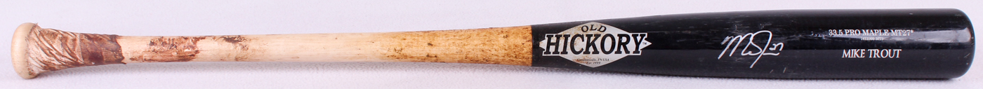 Mike Trout Signed & Game-Used 2014 Old Hickory Model MT27 Baseball Bat - PSA Game-Used Grade 9.5 (PSA LOA) at PristineAuction.com Mike Trout Signed & Game-Used 2014 Old Hickory Model MT27 Baseball Bat - PSA Game-Used Grade 9.5 (PSA LOA) at PristineAuction.com