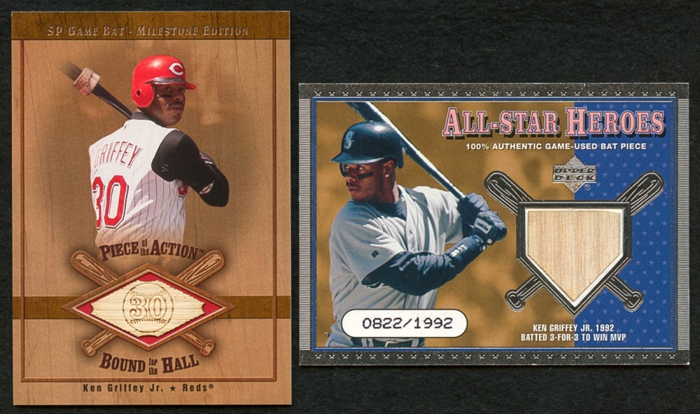 Lot of (2) Ken Griffey Jr. GameUsed Relic Insert Baseball Cards with