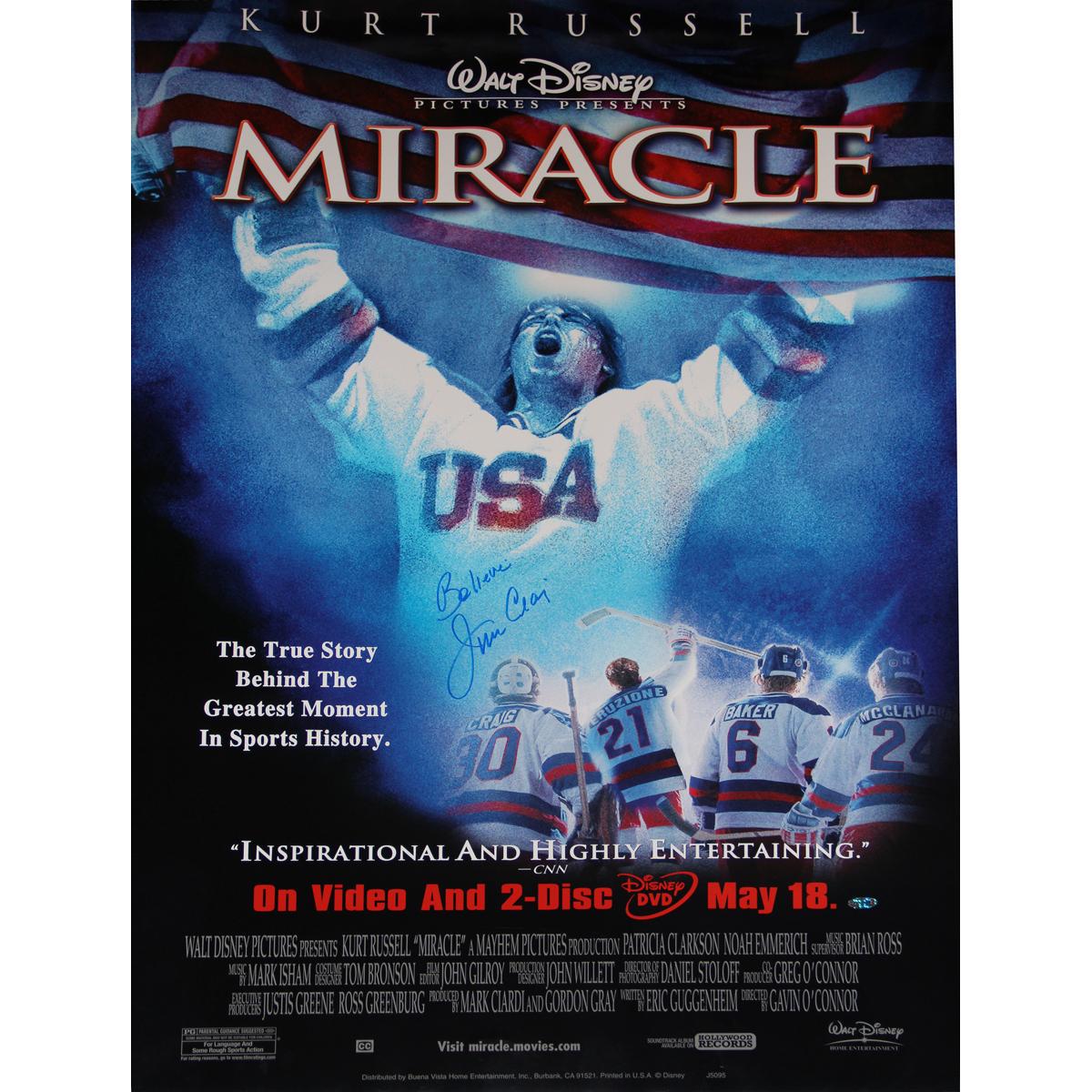 Jim Craig Signed "Miracle" 26" x 40" Movie Poster Inscribed "Believe" (Steiner COA) at PristineAuction.com Jim Craig Signed "Miracle" 26" x 40" Movie Poster Inscribed "Believe" (Steiner COA) at PristineAuction.com