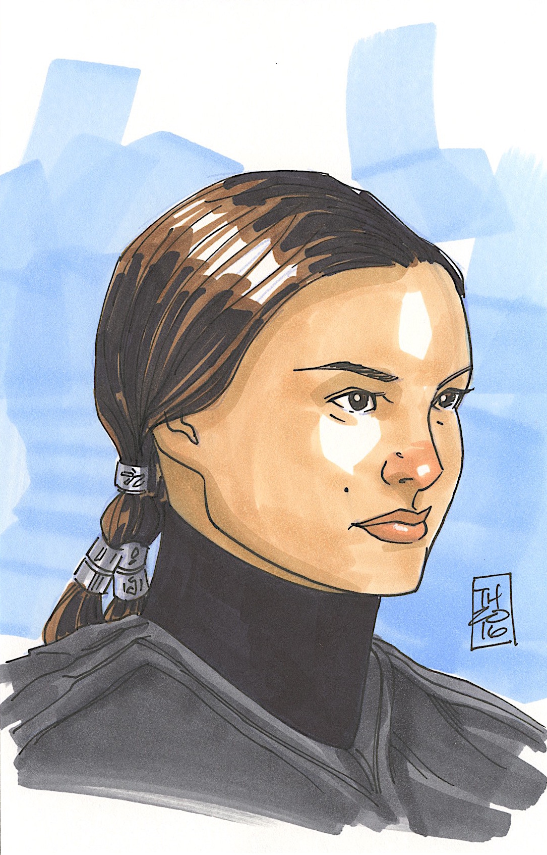 Padme Amidala "Star Wars" 1/1 ORIGINAL 5.5" x 8.5" Color Drawing on Paper Signed by Tom Hodges at PristineAuction.com Padme Amidala "Star Wars" 1/1 ORIGINAL 5.5" x 8.5" Color Drawing on Paper Signed by Tom Hodges at PristineAuction.com