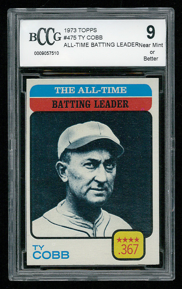 Ty Cobb 1973 Topps #475 All Time Batting Leader (BCCG 9) at PristineAuction.com Ty Cobb 1973 Topps #475 All Time Batting Leader (BCCG 9) at PristineAuction.com