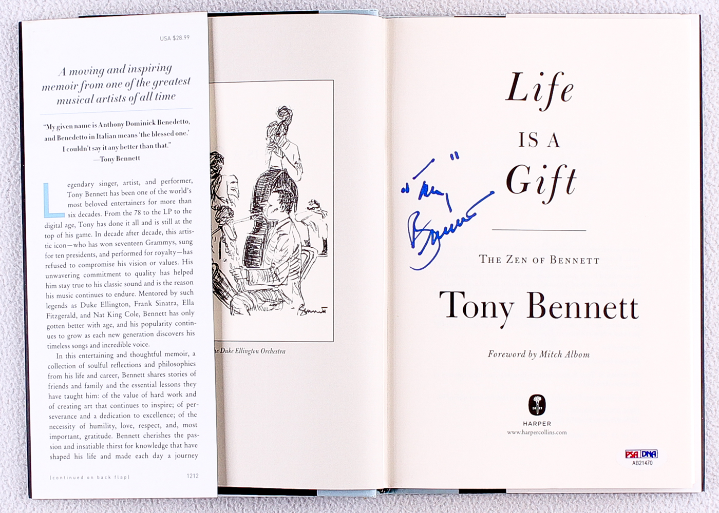 Tony Bennett signed "Life Is a Gift: The Zen of Bennett" Hardback Book (PSA COA) at PristineAuction.com Tony Bennett signed "Life Is a Gift: The Zen of Bennett" Hardback Book (PSA COA) at PristineAuction.com