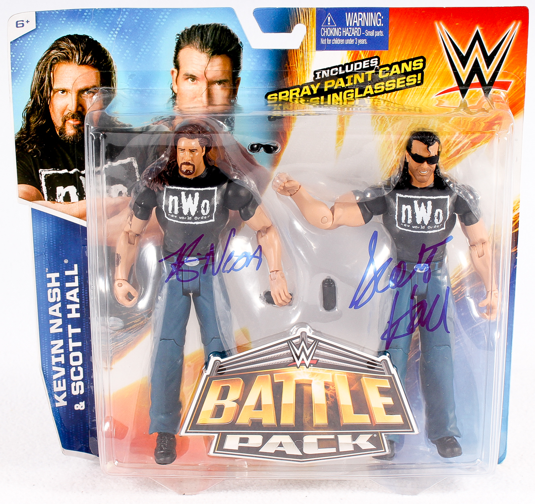 Kevin Nash & Scott Hall Signed "Battle Pack" WWE Action Figures with Original Box (MAB COA) at PristineAuction.com Kevin Nash & Scott Hall Signed "Battle Pack" WWE Action Figures with Original Box (MAB COA) at PristineAuction.com